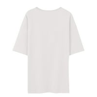 Klirens ženske bluze čvrste kratke rukave Casual žene labave bluze za vrat posade, bijele, XXXL