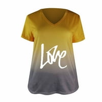 -8jcud majice za žene kratke rukave ženske Casual gradijentne pozicije za štampu Top T-Shirt V-izrez ženske