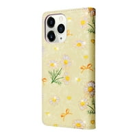 Torbica za novčanik za iPhone Pro Ma, luksuzna PU kožna cvjetna šara magnetna kopča za kopču preklopna