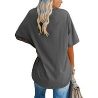 Ženske bluze bluza ženski Plus kratki rukav seksi čvrste ljetne posade vrat majice vrhovi siva l