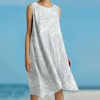 Stripe Dress ženska Ležerna ženska rastezljiva pamučna i lanena udobna Ležerna haljina na plaži jednostavne