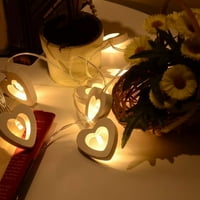 Cleariance Creative Drveni srčani LED struna svjetla Božić Božićno dekor za vjenčanje Dekor zabave