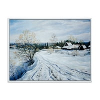 Designart 'Country Road in Winter Times Landscape II' tradicionalni uramljeni platneni zidni umjetnički