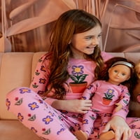 Leveret djevojka i lutka pamučna pidžama saksija godina