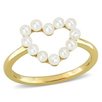 Miabella ženski kultivirani slatkovodni bijeli biser 14kt prsten sa otvorenim srcem od žutog zlata
