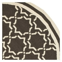 Dhurrie Myles Geometrijska prostirka od marokanske vune, čokolada Ivory, 3 '5'