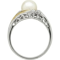 Brilliance Fine Jewelry slatkovodni biser dijamantski akcentni prsten u Sterling srebru i 10k žutom zlatu