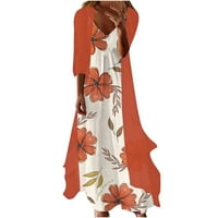 Ženske ljetne haljine lepršavi elegantni cvjetni Print Plus Size Maxi haljina bez rukava i Šifonski prekrivači