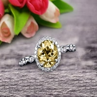 1. Karatni okrugli rez šampanjac dijamantski Moissanite zaručnički prsten na 10k bijelom zlatu Art Deco