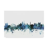 Zaštitni znak Likovna umjetnost 'Newcastle England Blue Teal Skyline' Canvas Art by Michael Thpsett