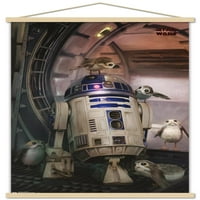 Star Wars: Posljednji Jedi - Droid i Porg zidni poster sa drvenim magnetskim okvirom, 22.375 34