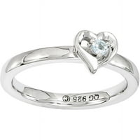 Aquamarine Sterling srebrni srčani prsten