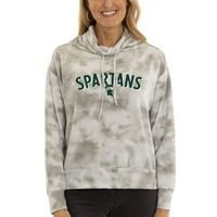 Ženska siva država Michigan Spartanci Maddie Tie-Dye tri-Blend pulover Hoodie