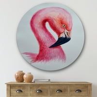 PromenArtirt 'Sažetak portret ružičaste flamingo IV' Farmhouse Circlet Metal Wall Art - Disk od 36