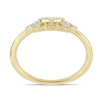 Carat T.W. Diamond 10KT Žuti zlatni vintage geometrijski zaručnički prsten