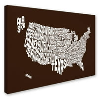 TRADEMARK ART 'Chocolate-Sjedinjene Države Tekst Mapa' Canvas Art Michael Thpsett