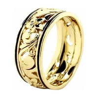 14k zlatni srebrni havajski gravirani prsten za svitak napravljen na Havajima od artistice