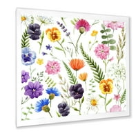 Designart' Colorful Wildflowers Floral Pattern I ' Tradicionalni Uokvireni Umjetnički Print