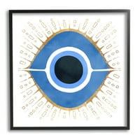 Stupell Industries Sažetak plavi simbol zlog oka grafička Umjetnost Crni uokvireni umjetnički Print zidna