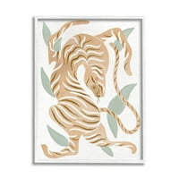 Savremeni Tiger divljina oblika životinja i insekti Grafička umjetnost Bijela uramljena umjetnost Print