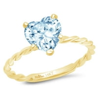 2.0ct srce rezano prirodno švicarski plavi topaz 14k žuti zlatni angažman prsten veličine 5