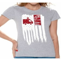 Neugodni stilovi Američka zastava EMT Ženska majica Ponosni američki američki zastava EMT Ženska majica