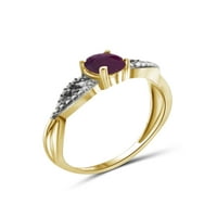 JewelersClub Ruby Prsten Birthstone Nakit-0. Karat Ruby 14k pozlaćeni srebrni prsten nakit sa crno-bijelim dijamantskim naglaskom-prstenovi od dragog kamenja sa hipoalergenom 14k pozlaćenom srebrnom trakom