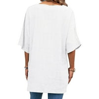 4. jula vrhovi za žene ženske V košulje kratkih rukava ispis suncokreta pamučna posteljina kratka bluza