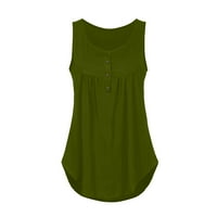 Ženski vrhovi Henley žene Peplum modni čvrste majice letnje tunike Tee Green 2XL