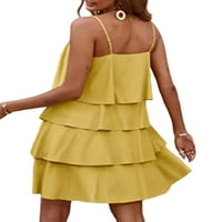Jusddie Womenske haljine kamisole bez rukava mini haljina od pune boje ljeto na plaži sandress kvadratni