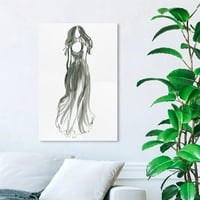 Wynwood Studio modni i Glam zidni umjetnički platneni Print 'elegantna tinta za haljine VI' - Crna, Bijela