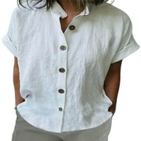 Colisha žene vrhovi dugme dole majice kratki rukav ljetna bluza Bohemian Holiday rever vrat tunika košulja