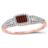 Diamond princeza 10kt Rose Gold žene okrugla crvena boja Enhanced Diamond Square Cluster prsten Cttw