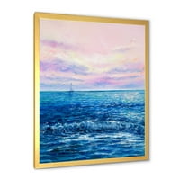Designart 'Sunrise Glow On the Ocean Waves II' Nautical & Coastal Framed Art Print
