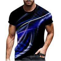 Majica kratkih rukava za muškarce Lines Lines 3D digitalni grafički ispis muške ljetne košulje okrugli vrat modni vrhovi Ležerne tanke FIT Tee odjeća Plava xxxl