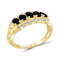JewelersClub Sapphire Prsten Birthstone Nakit-1. Carat Sapphire 14k pozlaćeni srebrni prsten nakit sa bijelim dijamantskim naglaskom-prstenovi od dragog kamenja sa hipoalergenom 14k pozlaćenom srebrnom trakom