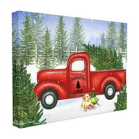 Kolekcija Dekor Stupell Home Chrismić Lane Crveni kamion sa psom i fenjernim prevelikem okvirom Giclee Tekurisana umjetnost, 1. 20