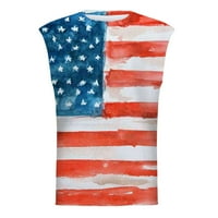 Muške Majice Američke Zastave Dan Nezavisnosti Print Okruglog Vrata Labava Košulja Bez Rukava
