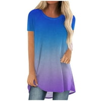 Homadles Trendy majica za žene - grafika na rasprodaji okrugli vrat štampani vrhovi plava veličina XXL