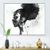 Designart 'crno-bijeli portret afroamerikanke I' moderni uramljeni platneni zidni umjetnički Print