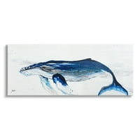 Stupell Industries vivid Blue Whale Swimming Marine Animal Sea Life grafička Umjetnička galerija Wrapped