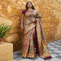 Janasya žensko vino Paithani Silk Woven Bagh dizajn saree sa nepropuštenim komadom bluze