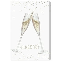 Wynwood Studio Canvas Cheers čaša za šampanjac pića i žestoka pića šampanjac zidna Umjetnost platno Print