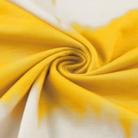 Neilla Ženska sandress Tie Dye Tunic haljine kratki rukav midi haljina dame seksi v izrez žuta m