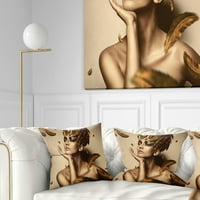 Designart seksi žena u zlatnom šeširu-senzualni jastuk za bacanje - 18x18