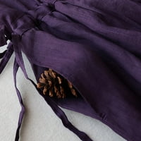 Ženska ljetna pamučna posteljina pola rukava od struka vuče Maxi haljina od pune ljuljačke duge suknje