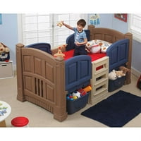 Step Toddler Storage Loft Bed, Twin, Blue & Brown
