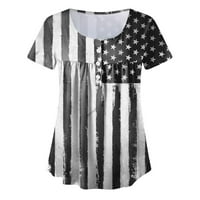 B91XZ Womens Ljetni majica Dan nezavisnosti za žene Plus Veličina Amerikanka iz jula tiskana V izrez kratkih