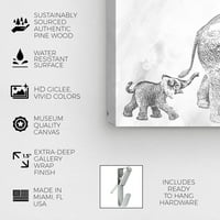 Wynwood Studio Životinje Zidno umjetnosti Platno Ispisuje 'Slon mama i dječji zoološki vrt i divlje životinje