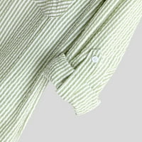 Wendunid majice za muškarce muške ljetne lanene line dugih rukava majica top bluza zelena